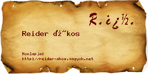 Reider Ákos névjegykártya